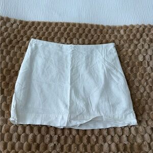 White Mini Skirt LINEN skort